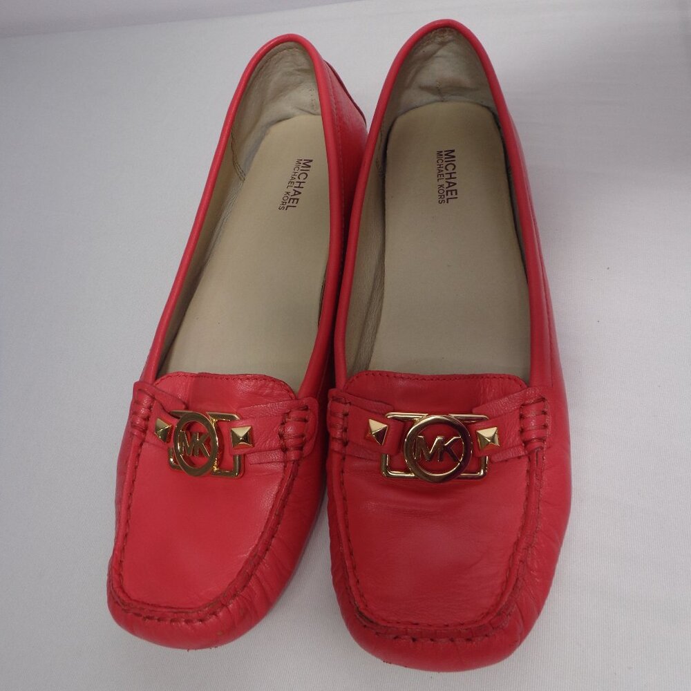 Michael Kors Red Loafers with Gold Accents